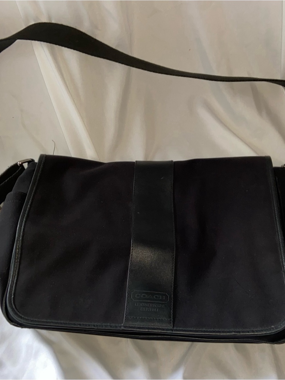 Coach Black Messenger Bag with Leather Trim